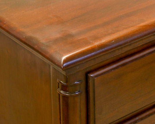Pair of Continental Furniture Solid Mahogany Bedside Chests with Brass Pulls