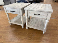 Pair of Whitewash Reclaimed Wood Side Tables
