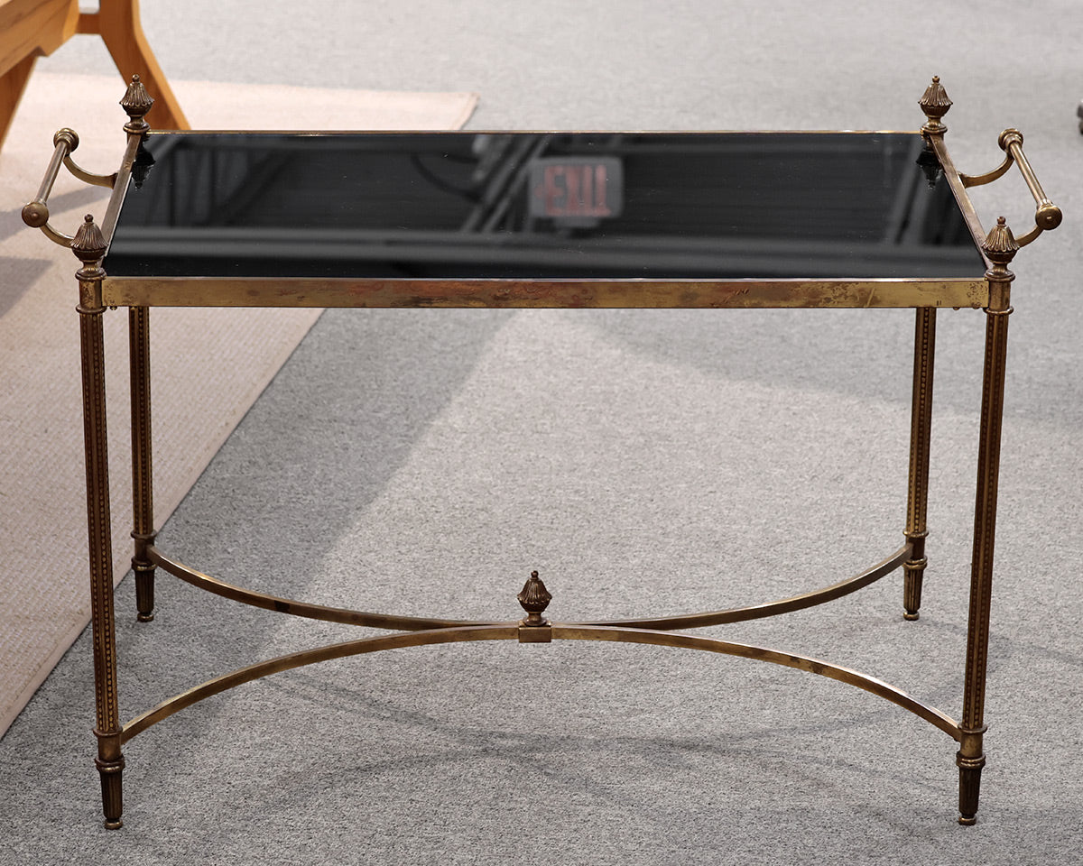 Brass Smoked Mirrored Tray Cocktail Table