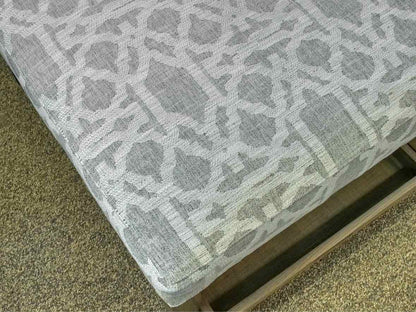 Arhaus Fletcher Upholstered Ottoman W/ Wooden Shelf & Matching Trays