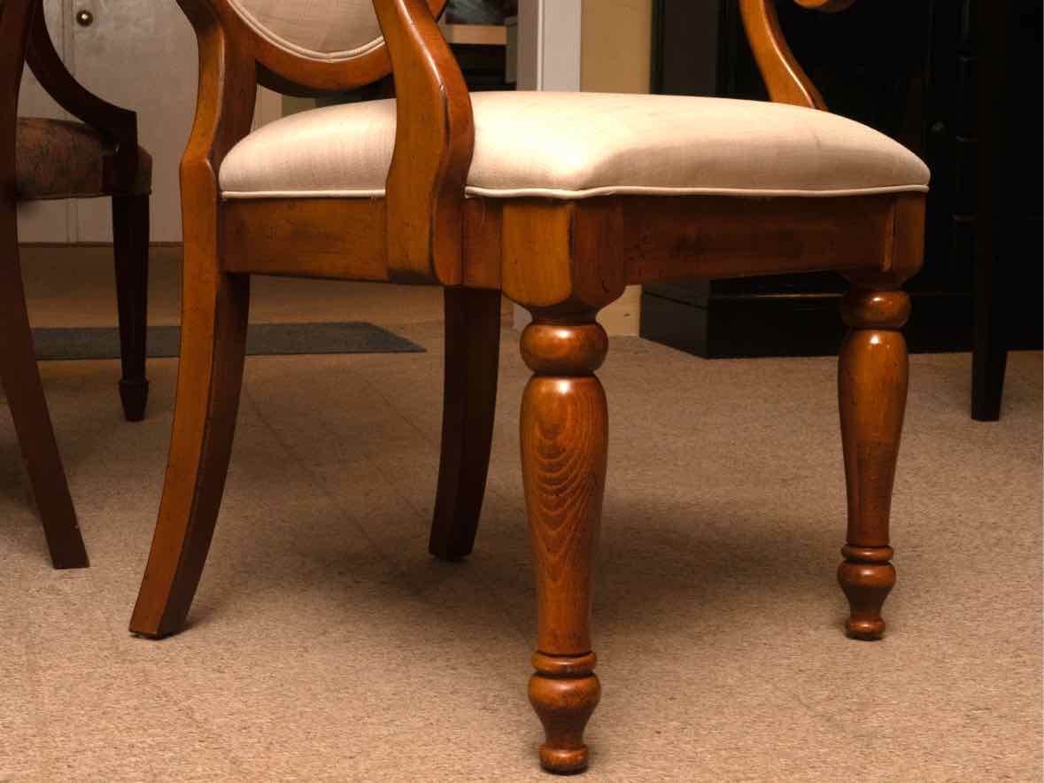 Tommy Bahama Style Dining Table & 8 Chair Set with Palm Tree Linen Upholstery