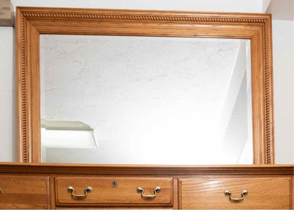 Kincaid Oak 10 Drawer Triple Dresser with Wall  Oak Landscape Mirror
