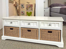 White Storage Bench With Three Drawers