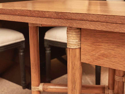 McGuire Oak  Flip Top Console With 1 Drawer & Bamboo Rattan  Legs