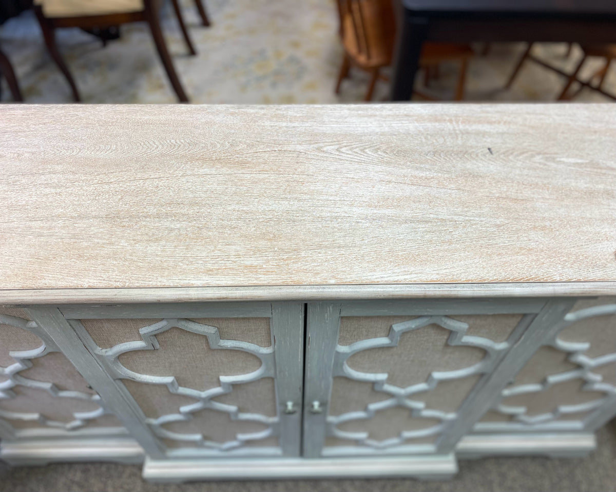 Uttermost Breakfront Console in Weathered Grey with Ivory Accents