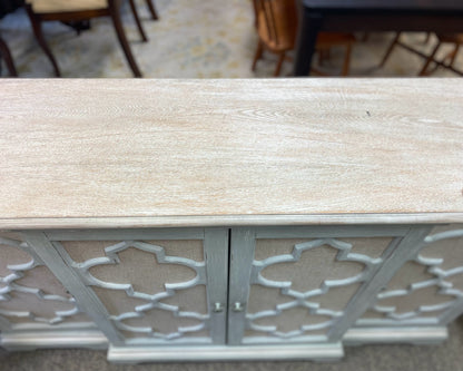 Uttermost Breakfront Console in Weathered Grey with Ivory Accents