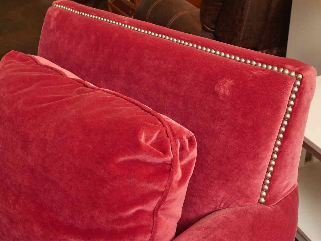 Pair Of Jordan's   Performance Velvet 'Raspberry' Nail Head Chairs