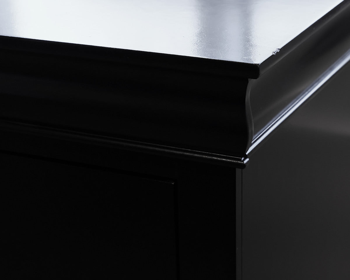 Walter of Wasbash Black 6 Drawer Dresser Chest w/ Mirror