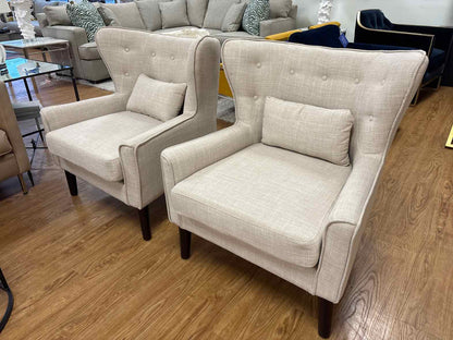 Pair of Tufted Wingback Chairs