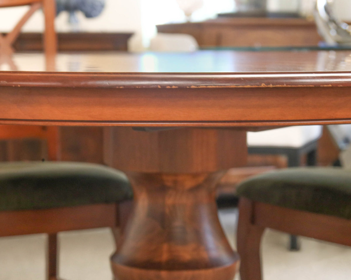 Saloom Pedestal Dining Table and (4) Chair Set in Solid Wood Cherry
