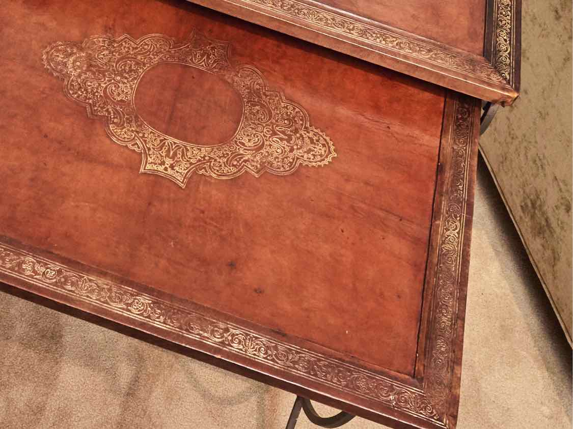 Leather Top Iron Legs Nesting Accent Tables