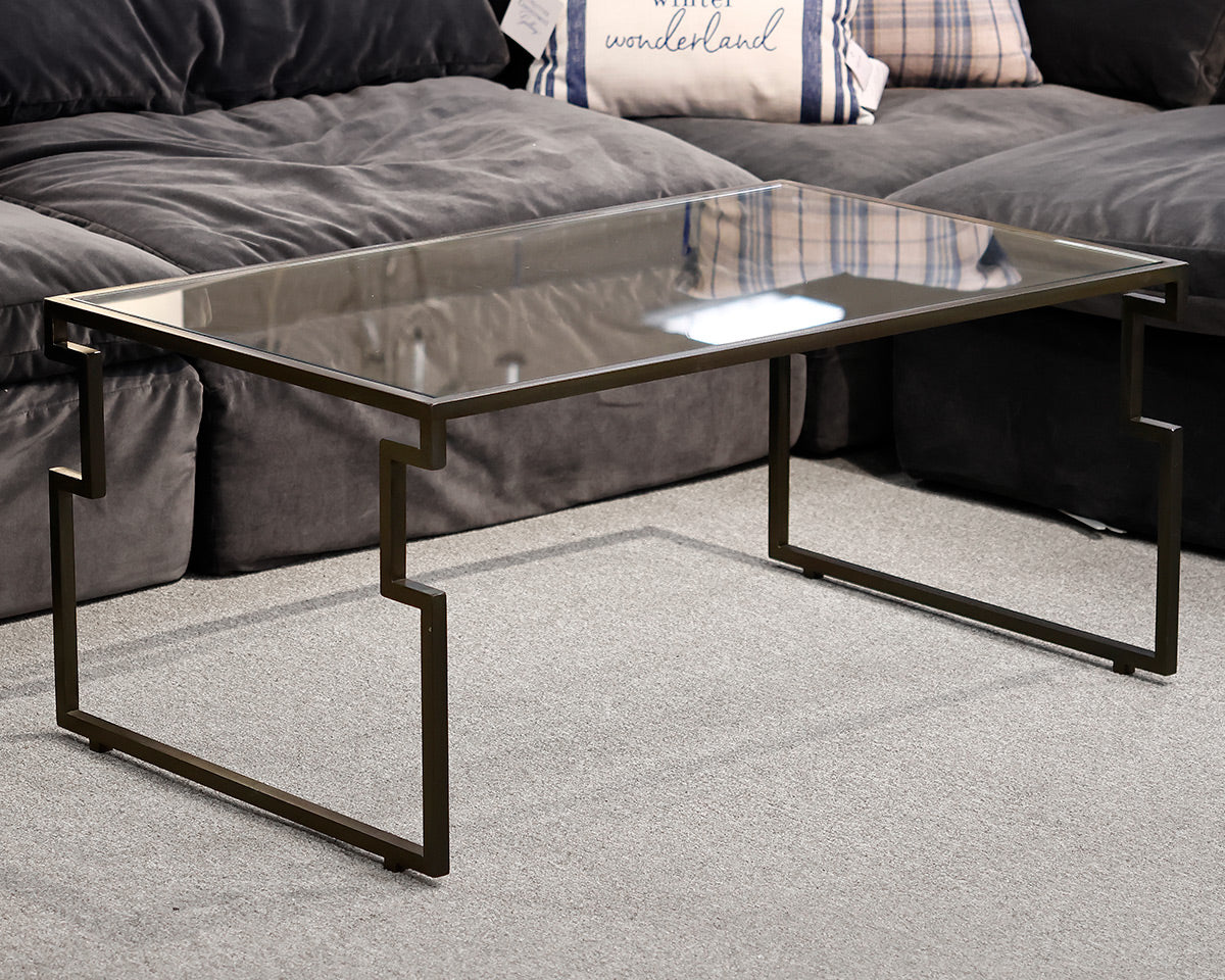 Glass Top Metal Base Cocktail Table