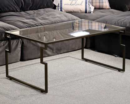 Glass Top Metal Base Cocktail Table