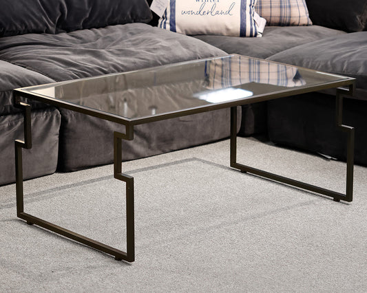 Glass Top Metal Base Cocktail Table