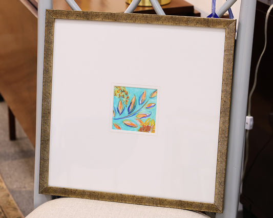 "Botanica IIC " Matted Print in Distressed Antique Gold Frame