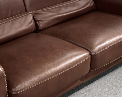 Roche Bobois Two Cushion Chocolate Brown Leather Sofa