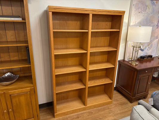 Double Wide Oak Bookcase
