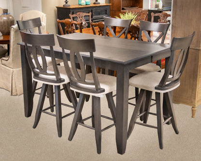 Canadel Expanding Pub-Height Table & Set of 6 Counter Stools in Grey Finish