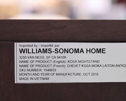 Pair of William Sonoma Kosa Nightstands in Grey with Satin Brass Pulls