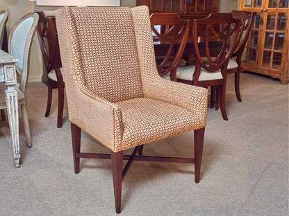 Pair Of Transitional Occasional Rust & Gold Geometric Chairs