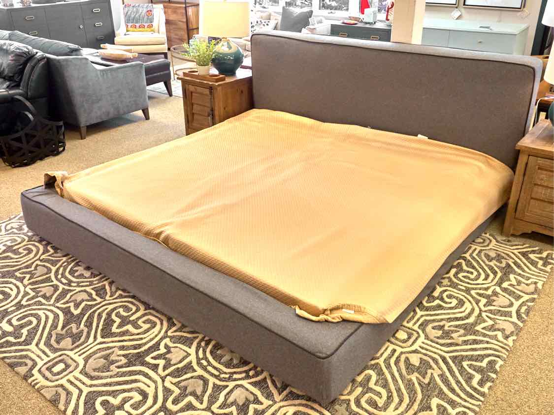 Modern King Platform Bed in Charcoal Grey