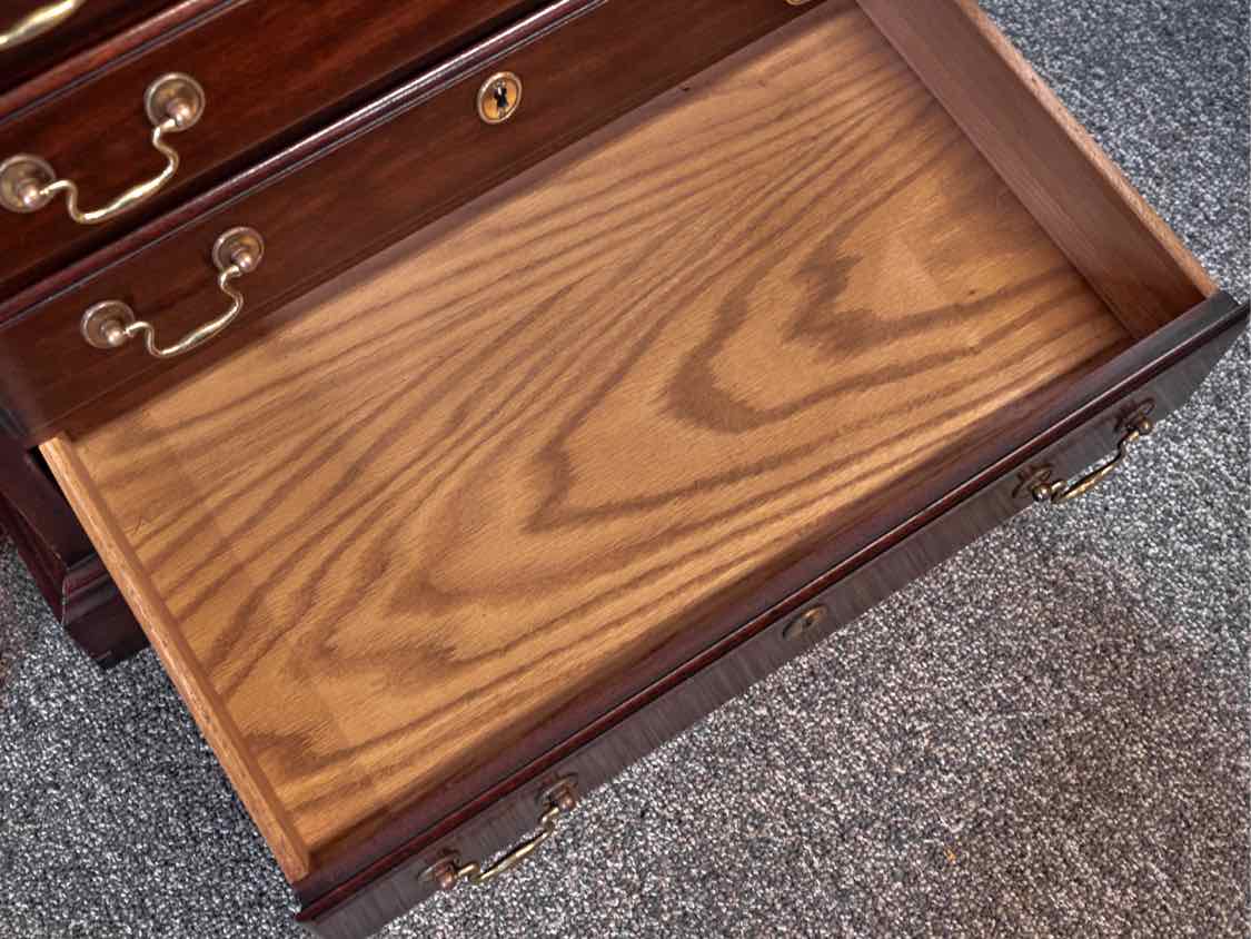 Pair of  Henkel Harris Solid Mahogany Bedside Chests with Brass Pulls