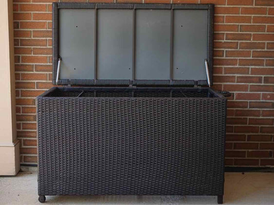 Brown Resin Wicker Outdoor Storage Box