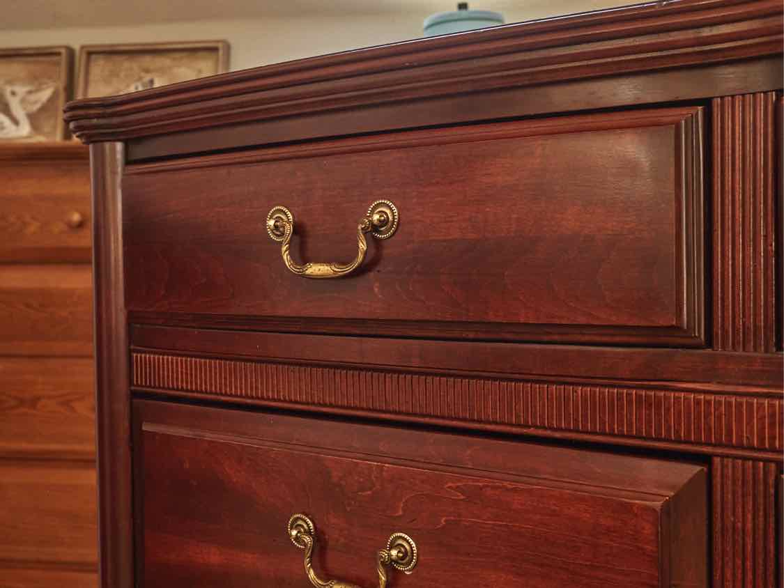 Cherry Double Bow Front Chest in Cinnamon Finish