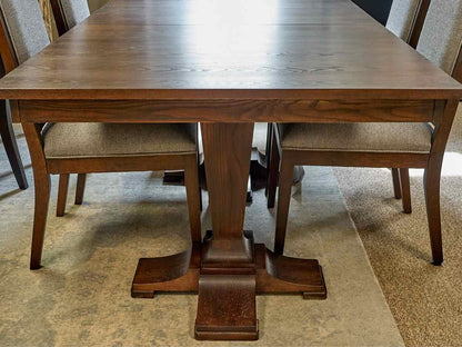 Gat Creek Spartan Double Pedestal Ash Dining Table & Set of 6 Logan Chairs