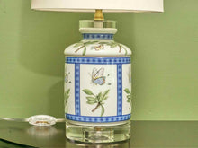 Blue & White Porcelain Butterfly Motif Tissue Box Table Lamp