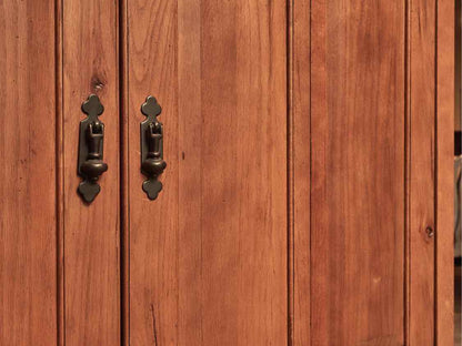 Mission Style Stained Oak 2 Glass Door 4 Panel Door Media Furniture