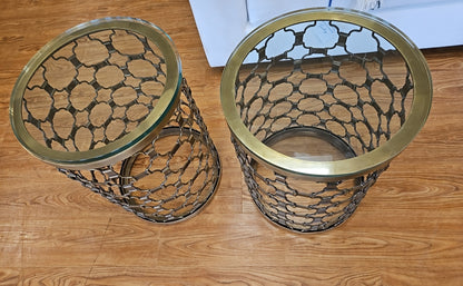 Pair of Arhaus Geometric Side Tables