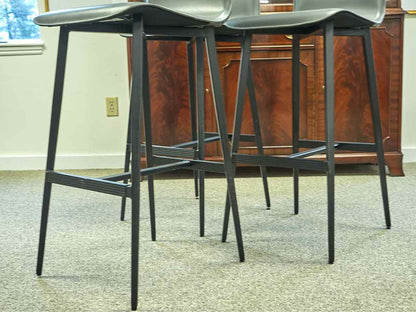 Room & Board Hirsch Set of 3 Bar Stools in Grey Leather