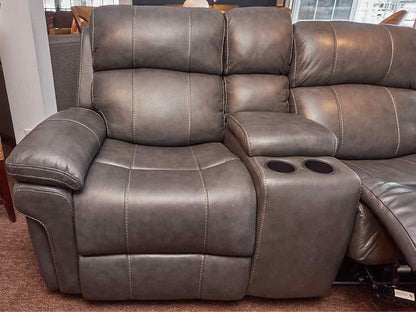 Grey Leather 2 Chair Power Recliner