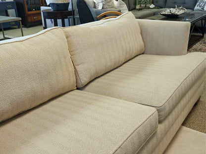Beige Herringbone Pattern Upholstered 2 Cushion Sofa