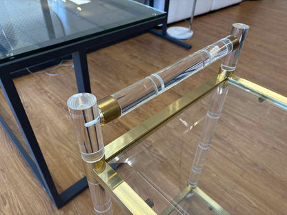 Acrylic and Brass Two-Tier Bar Cart