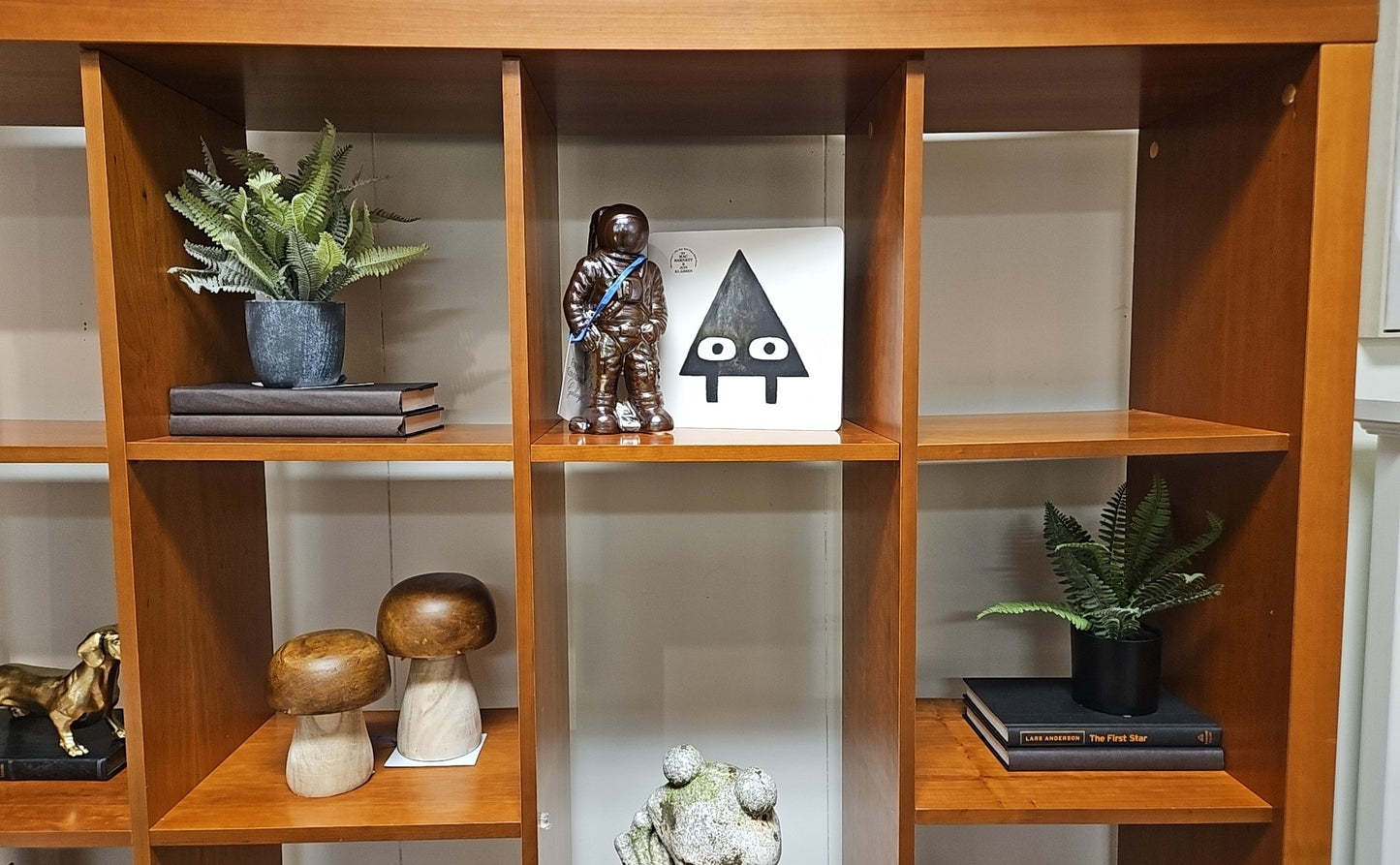 Oak 12-Shelf Etagere on Wheels