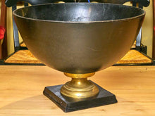 Iron Metal Garden Urn with Gold Accent