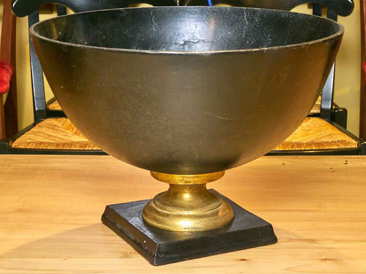 Iron Metal Garden Urn with Gold Accent