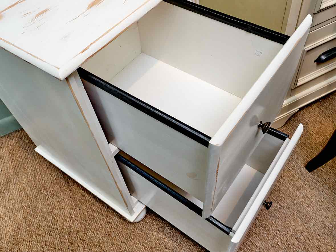 Distressed Ivory 2 Drawer File Cabinet