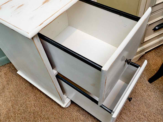 Distressed Ivory 2 Drawer File Cabinet