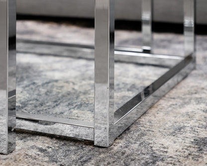 Horchow Nesting Glass and Chrome Cocktail Table