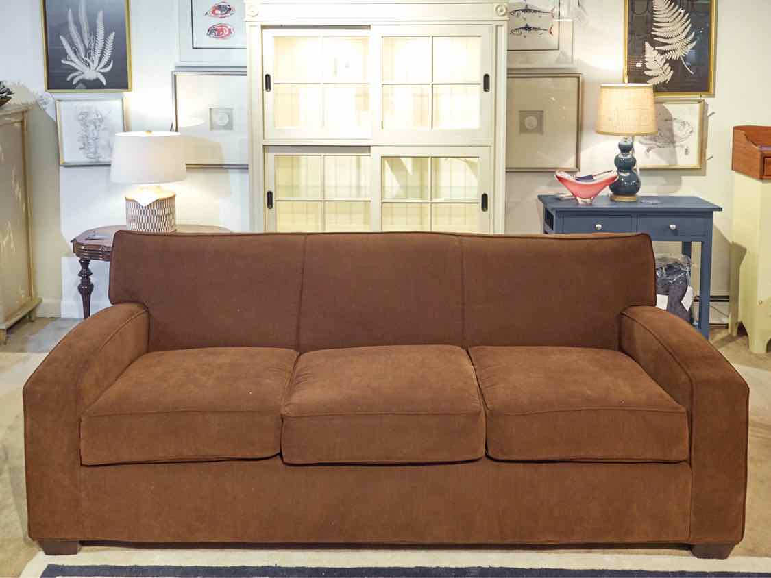 Rowe Chocolate Brown Upholstered 3 Cushion Sofa