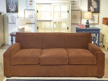 Rowe Chocolate Brown Upholstered 3 Cushion Sofa