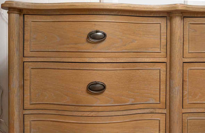 Universal Furniture "Washed Grey" Finish Oak Serpentine Style 6 Drawer Dresser