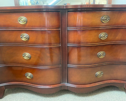 White Fine Furniture Serpentine Front Double Dresser in Mahogany