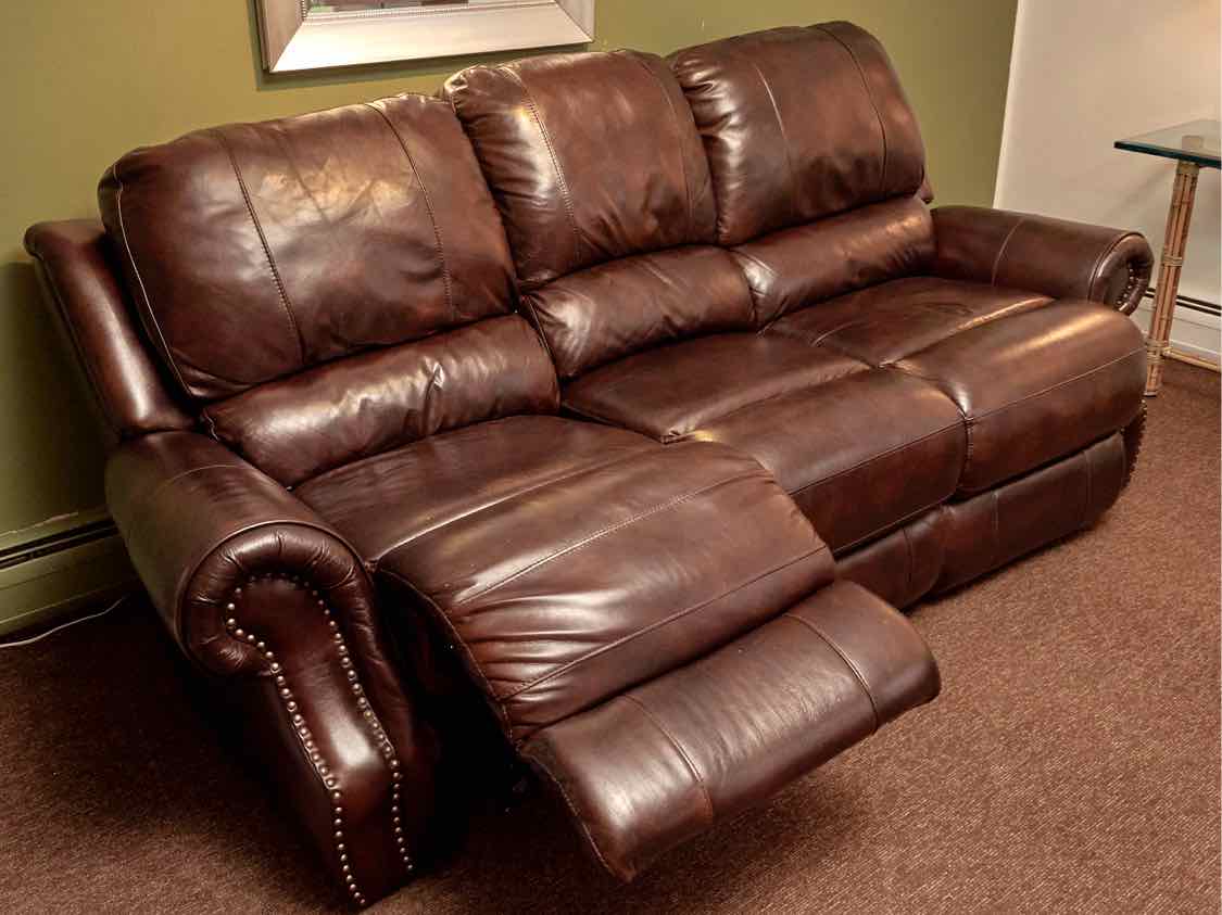 Espresso Brown  Bonded Leather  3 Cushion 2  Seat Power Recliner