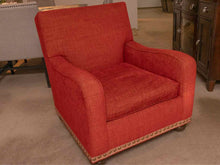 Pair Of Art Deco Style Persimmon Club Chairs With Nailhead Accent