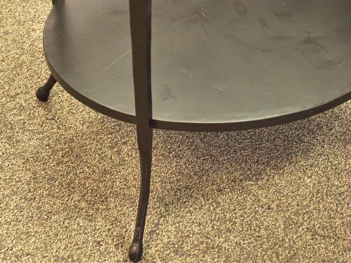 Black Metal Oval Side Table with Glass Top