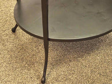 Black Metal Oval Side Table with Glass Top
